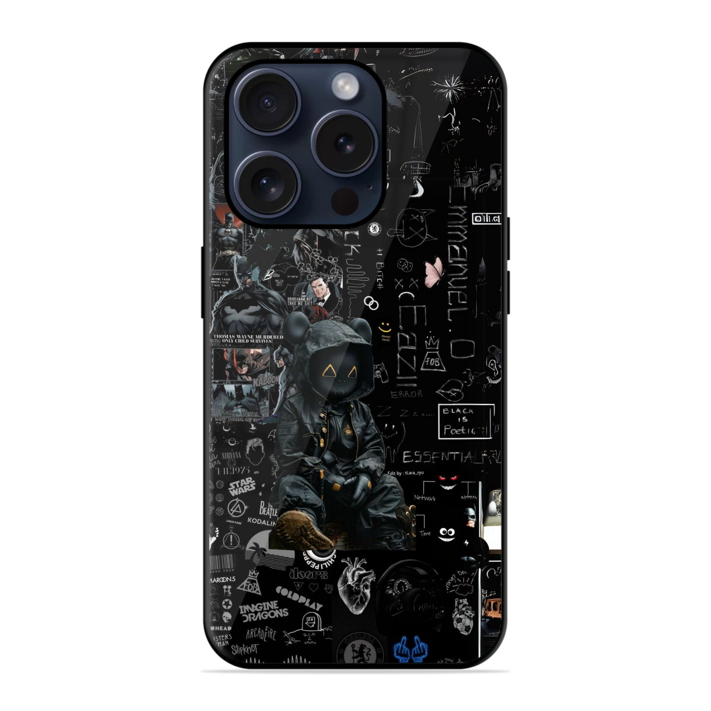Boys Black Aethetic Trendy Hybrid Glossy Case