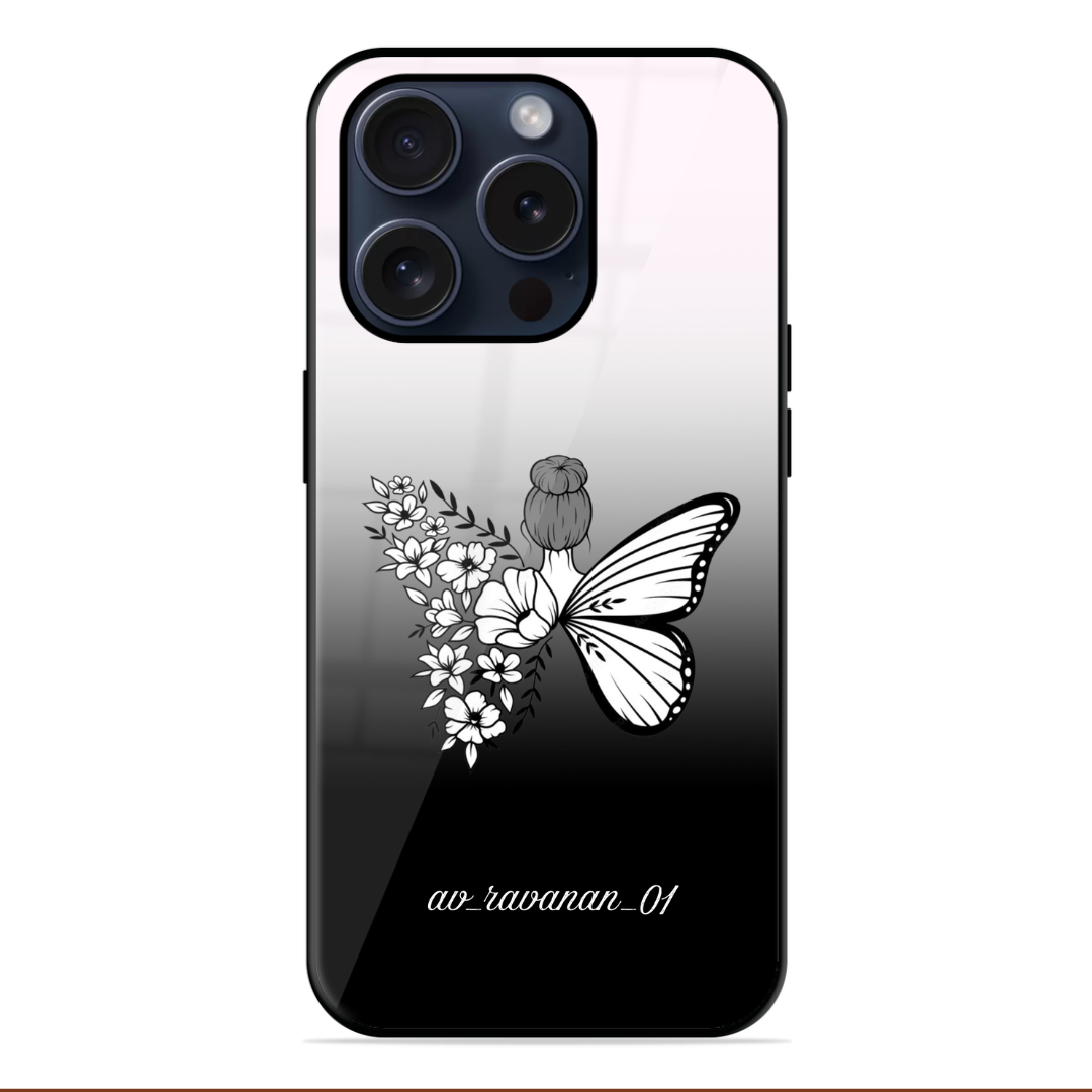 Black Butterfly Glossy Name Case