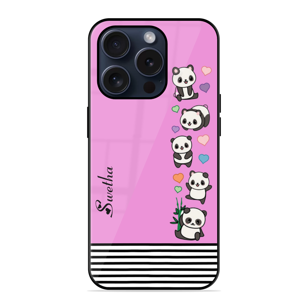 Cute Panda Glossy Name Case