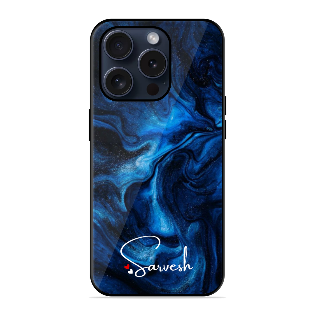 Blueish Liquid Trendy Glossy Name Case