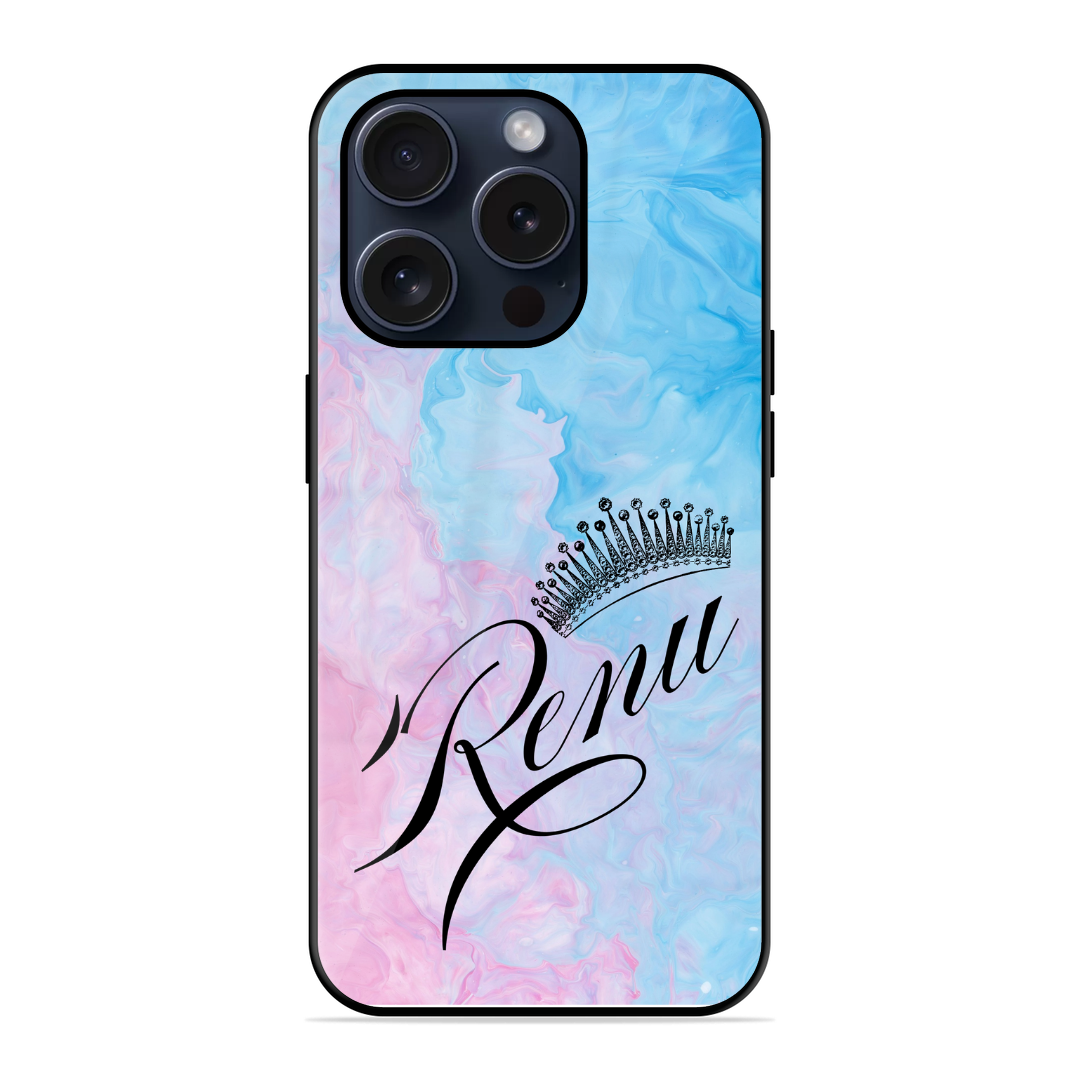 Pinkish Blue Trendy Glossy Name Case