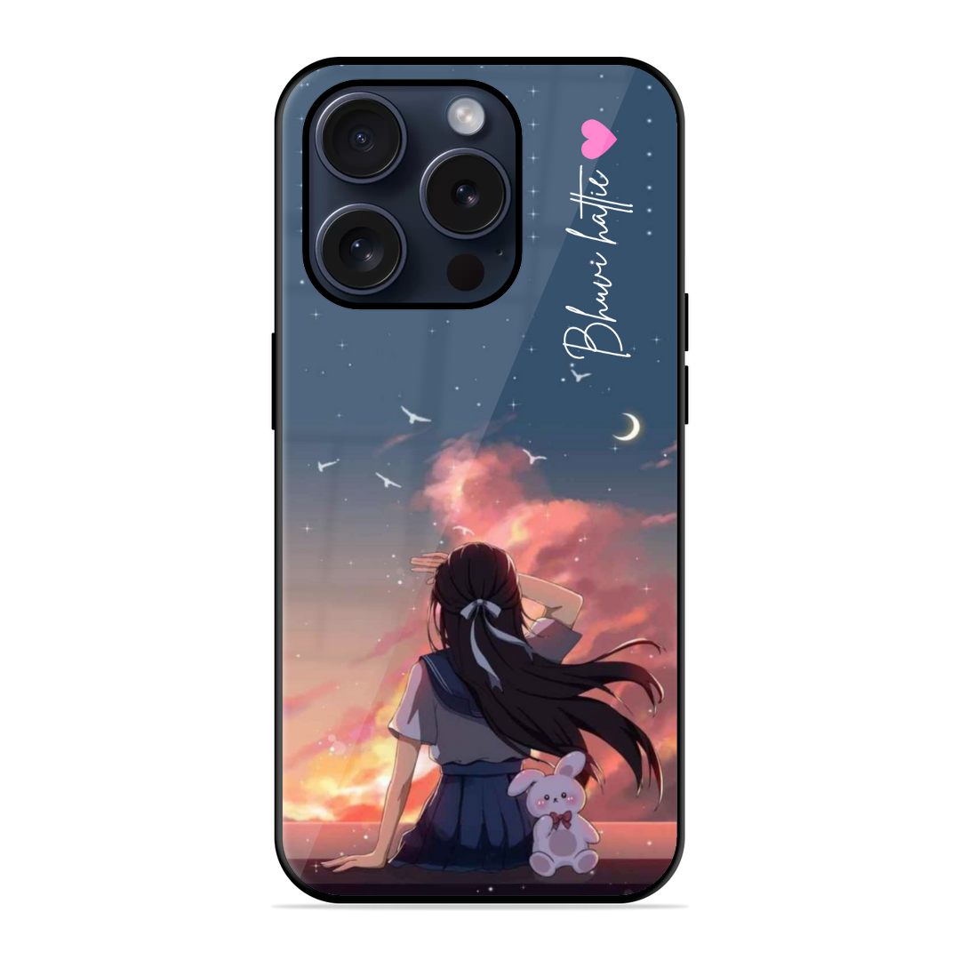 Cute Girl Seeing Sky Trendy Glossy Name Case