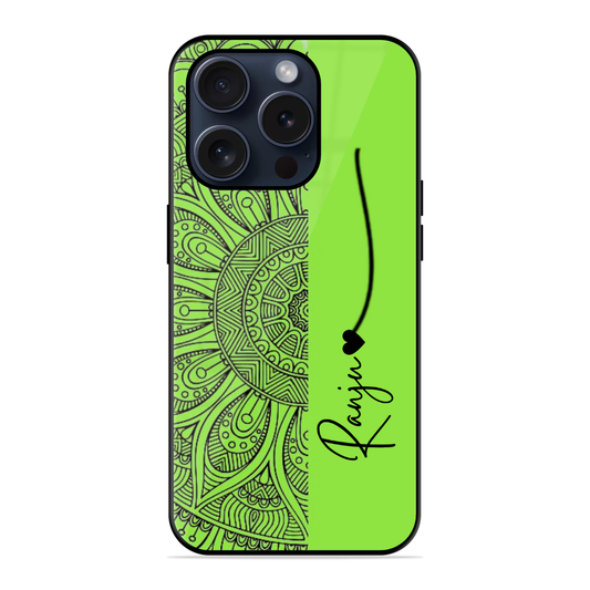 Trendy Mandala Greeny Glossy Name Case