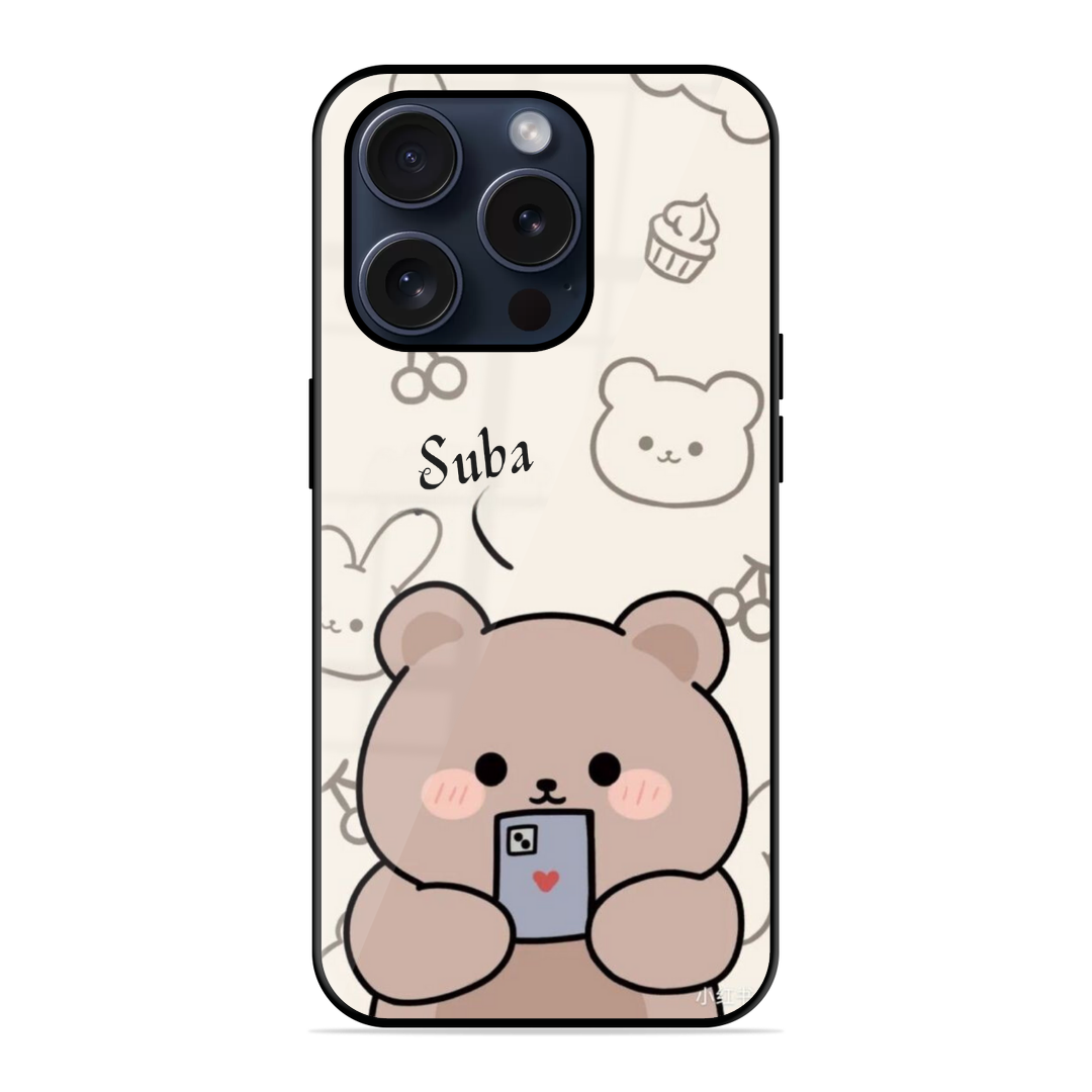 Cute Teddy Glossy Name Case