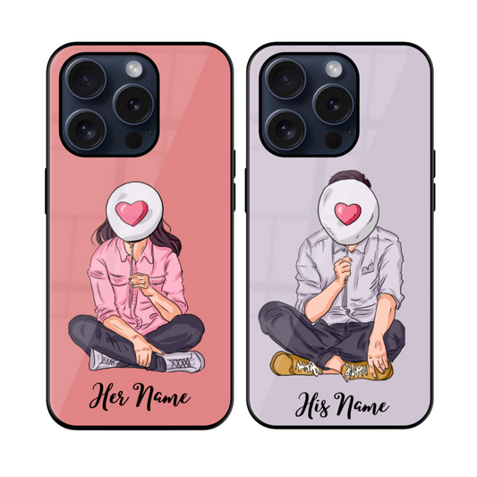 Cute Couple Illustrated Glossy Case