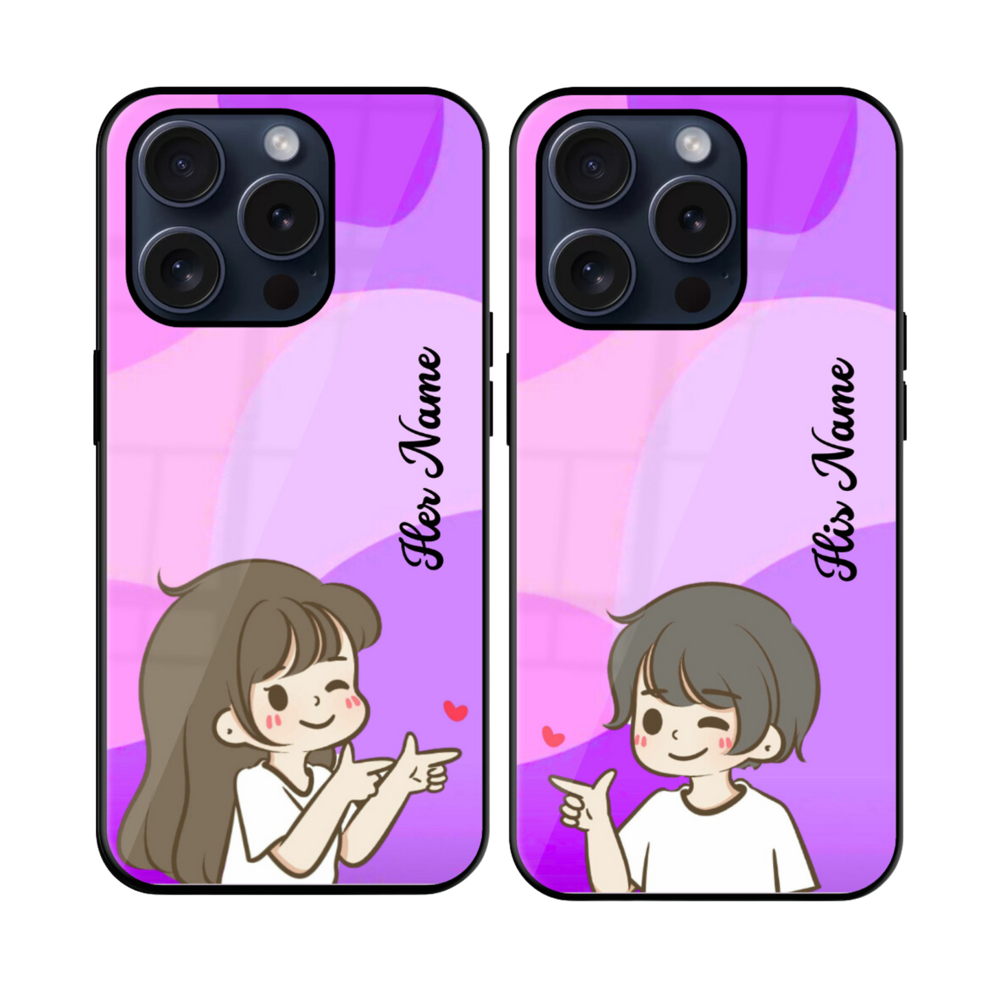 Cute Couple Cartoon Glossy Case