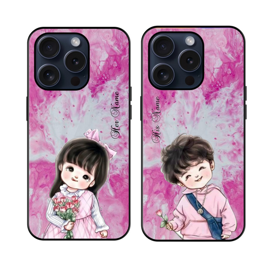 Cute Cartoon Couple Glossy Case