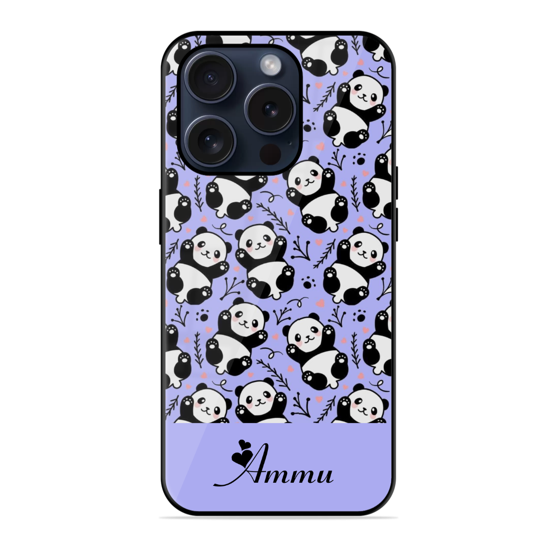 Voilet Panda Glossy Name Case