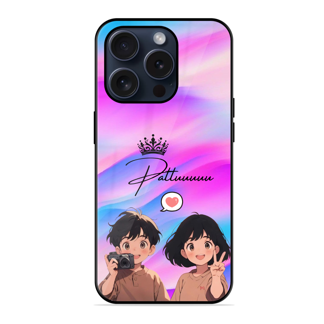 Pink Couple Glossy Name Case