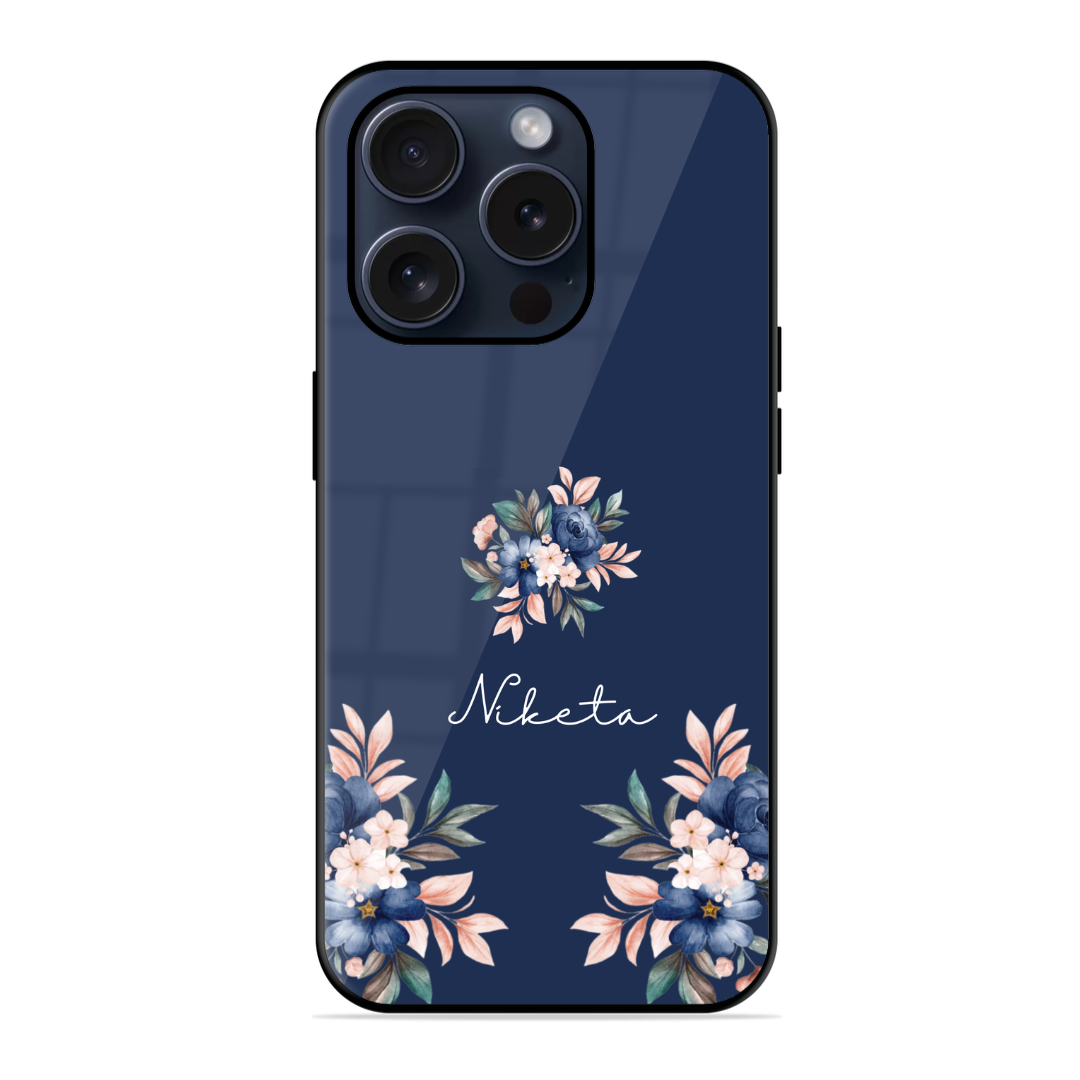 Blue Floral Glossy Name Case