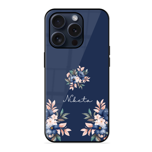 Blue Floral Glossy Name Case