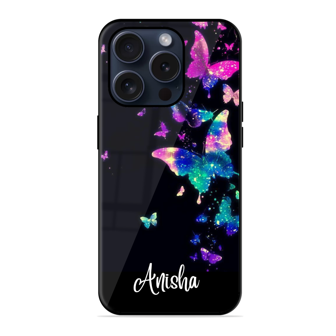 Colourful Butterfly Glossy Name Case
