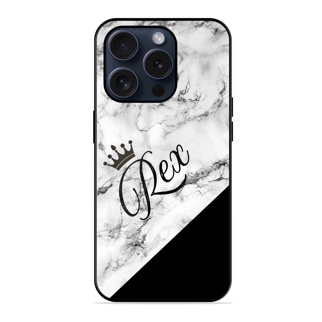 Black & White Marble  Glossy Name Case